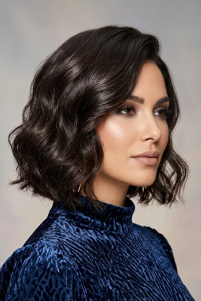 Bubbly Cloud Bob with Soft Waves — party hairstyles for short hair worn down style outfit