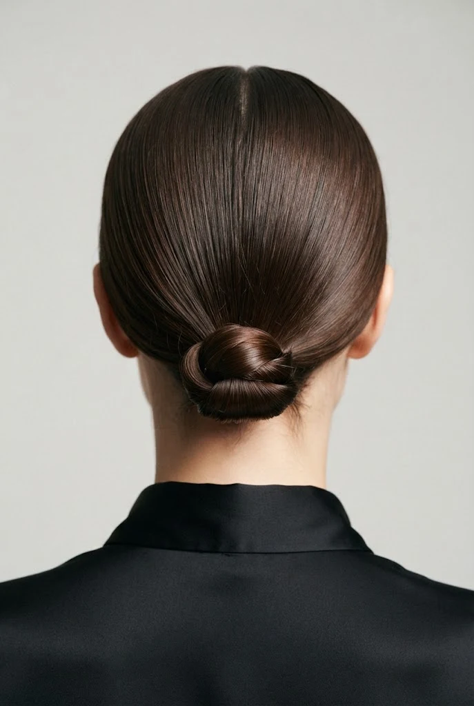 Sleek Low Knot with Center Part — party updos for short hair style outfit