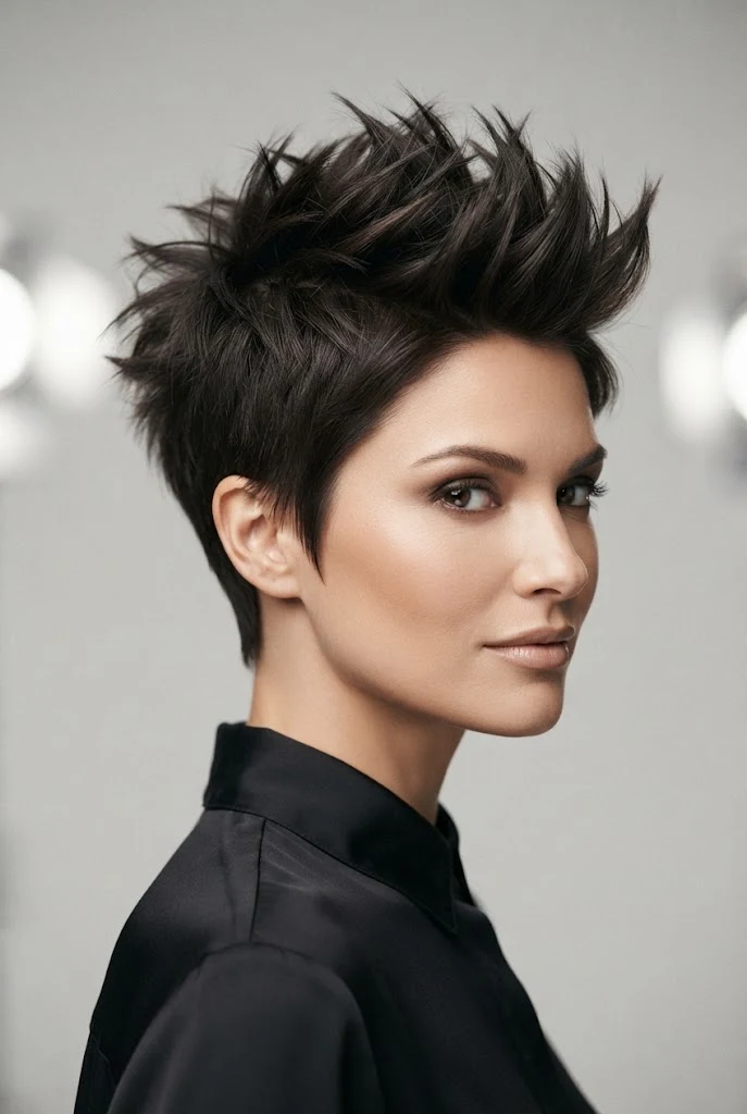 Textured Spiky Pixie Updo — party updos for short hair style outfit