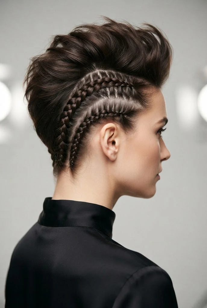 Braided Mohawk Illusion Crop — party updos for short hair style outfit
