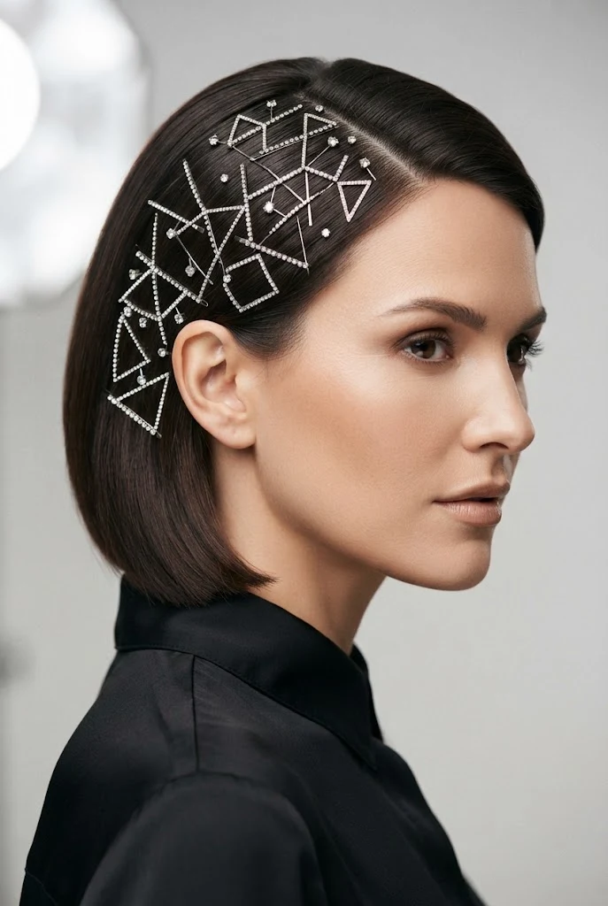Jeweled Bobby Pin Geometric Constellation — party updos for short hair style outfit