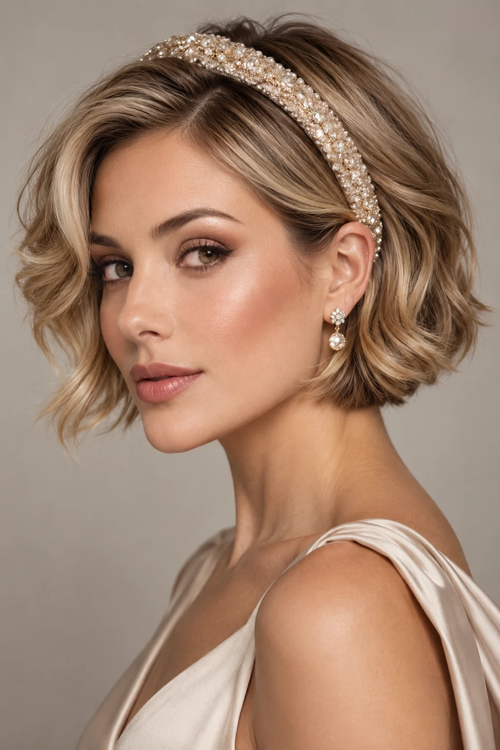 Champagne-Toned Headband Bob — peinados cabello corto elegantes style outfit