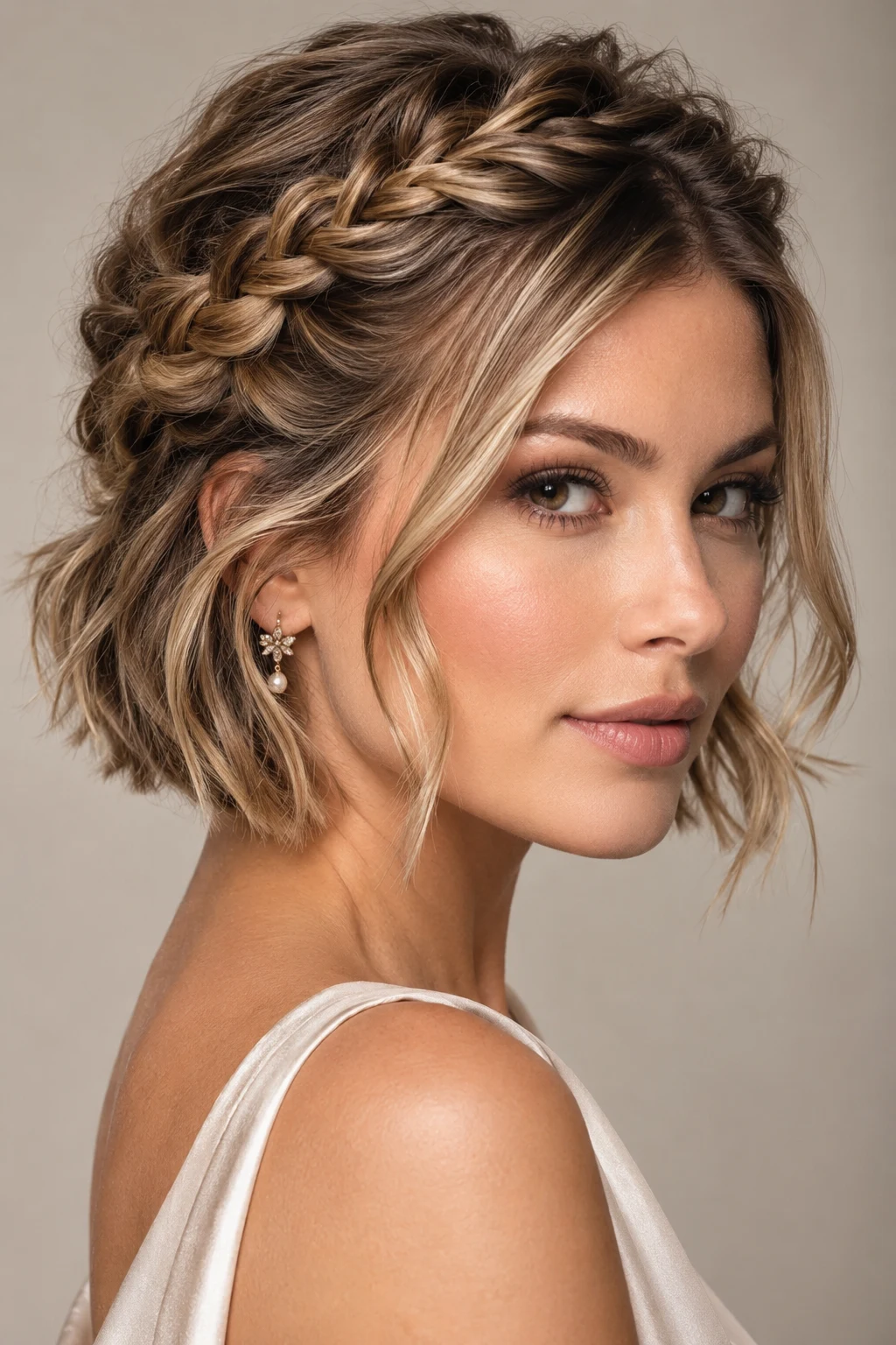 Braided Crown Bob — peinados cabello corto elegantes style outfit
