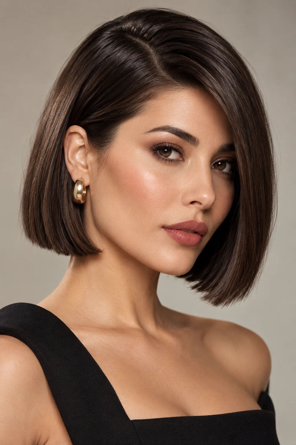 Side-Parted Blunt Bob — peinados cabello corto elegantes style outfit