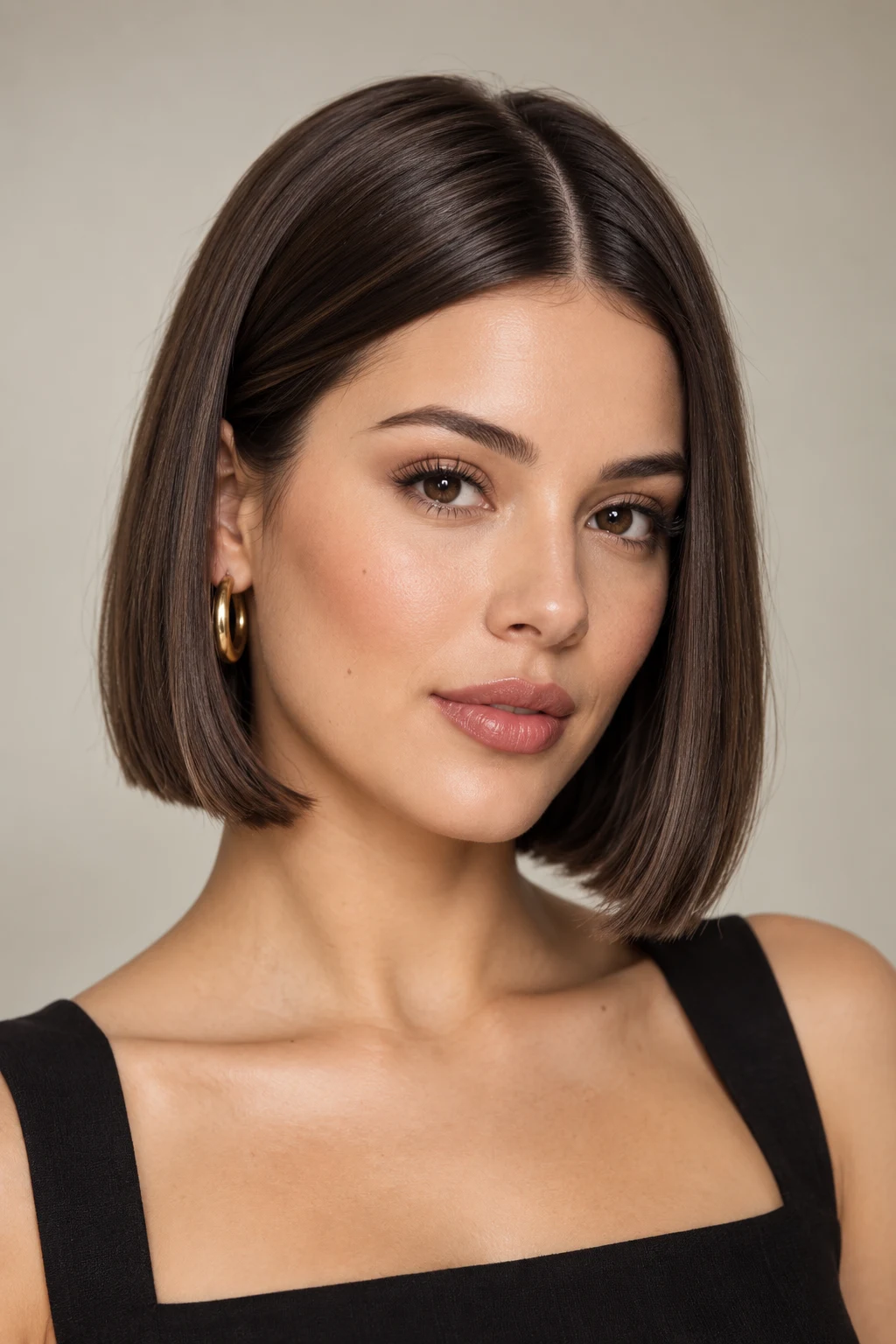 Sleek Center-Part Bob — Peinados para Cabello Corto Liso — peinados para cabello corto liso style outfit