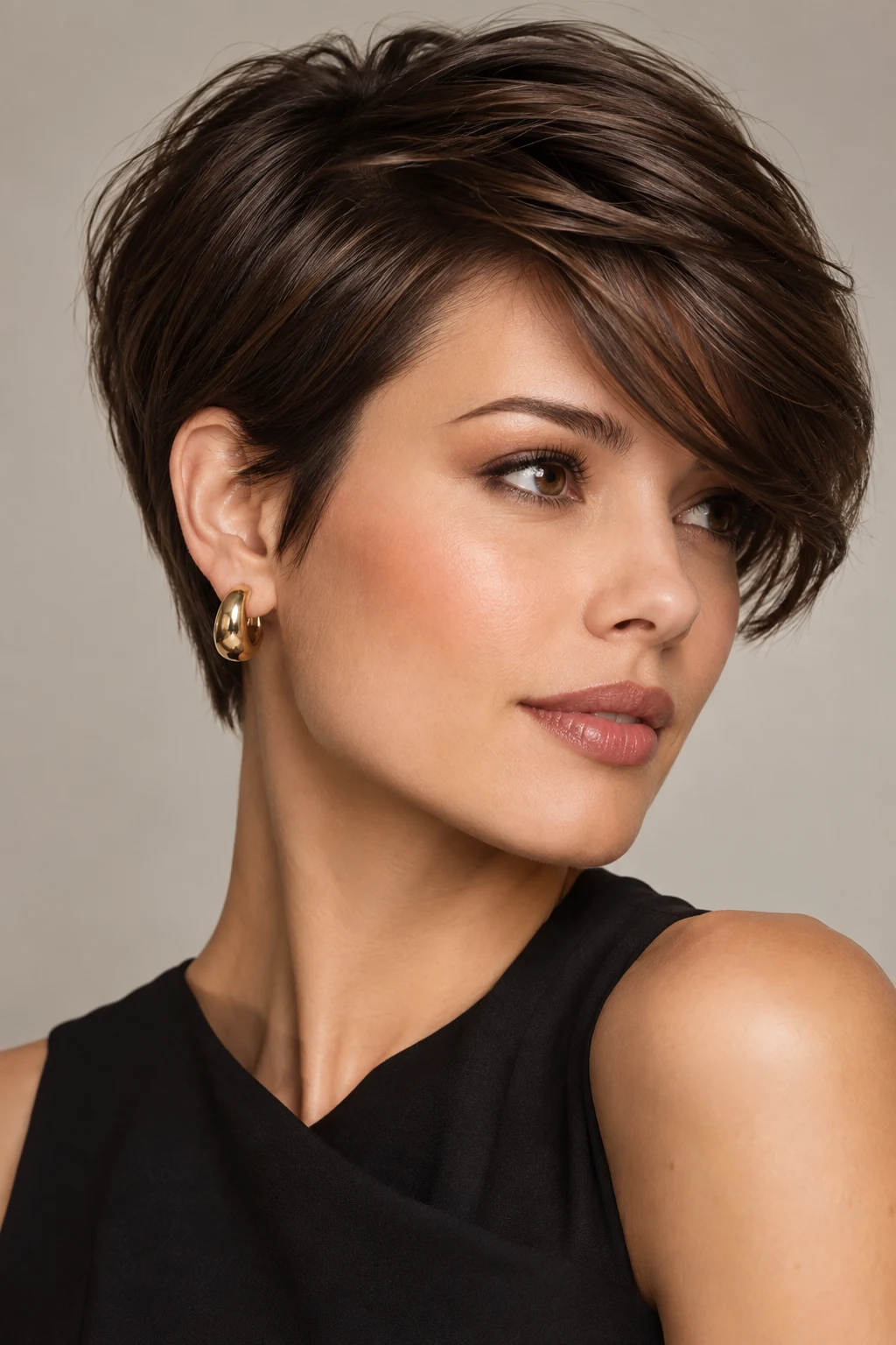 Polished Side-Swept Pixie — peinados para cabello corto liso style outfit