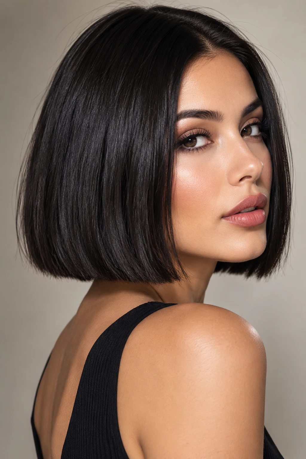 Blunt Black Bob — photos of short hairstyles style outfit