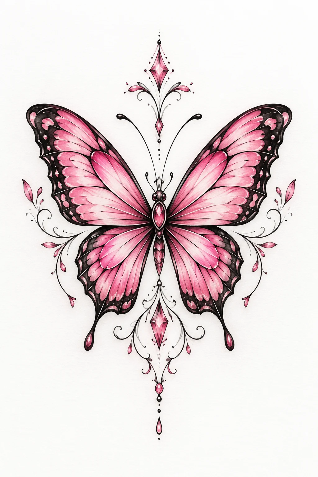 Pink Butterfly on the Hand — pink butterfly tattoo style outfit