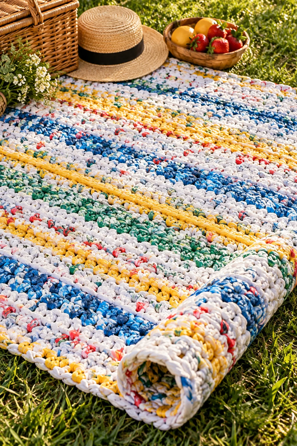 Outdoor Picnic Mat — Plastic bag crochet style outfit