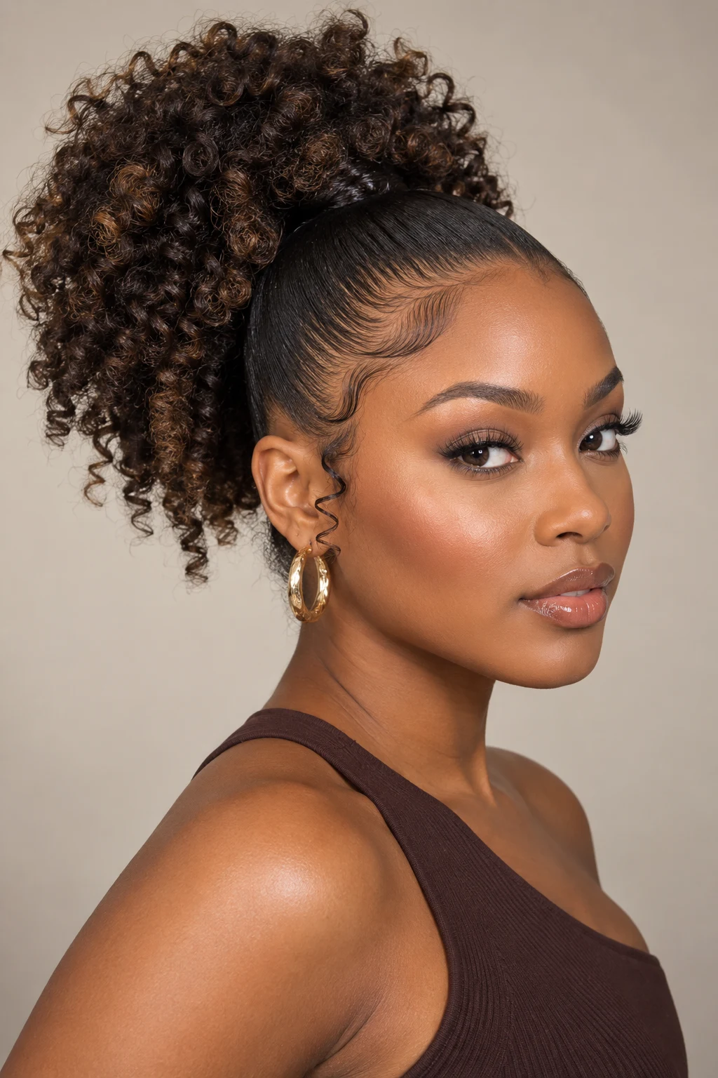 Curly Puff Pony — ponytail hairstyles short hair style outfit