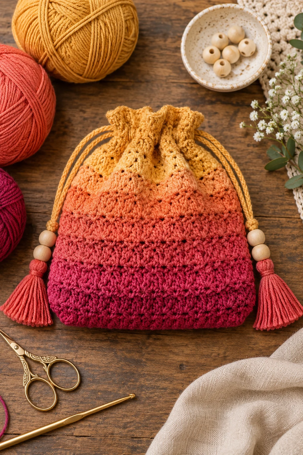 Ombre Sunset Pouch — pouch bag crochet style outfit