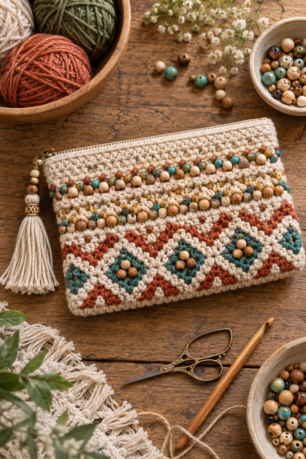 Beaded Boho Pouch — pouch bag crochet style outfit