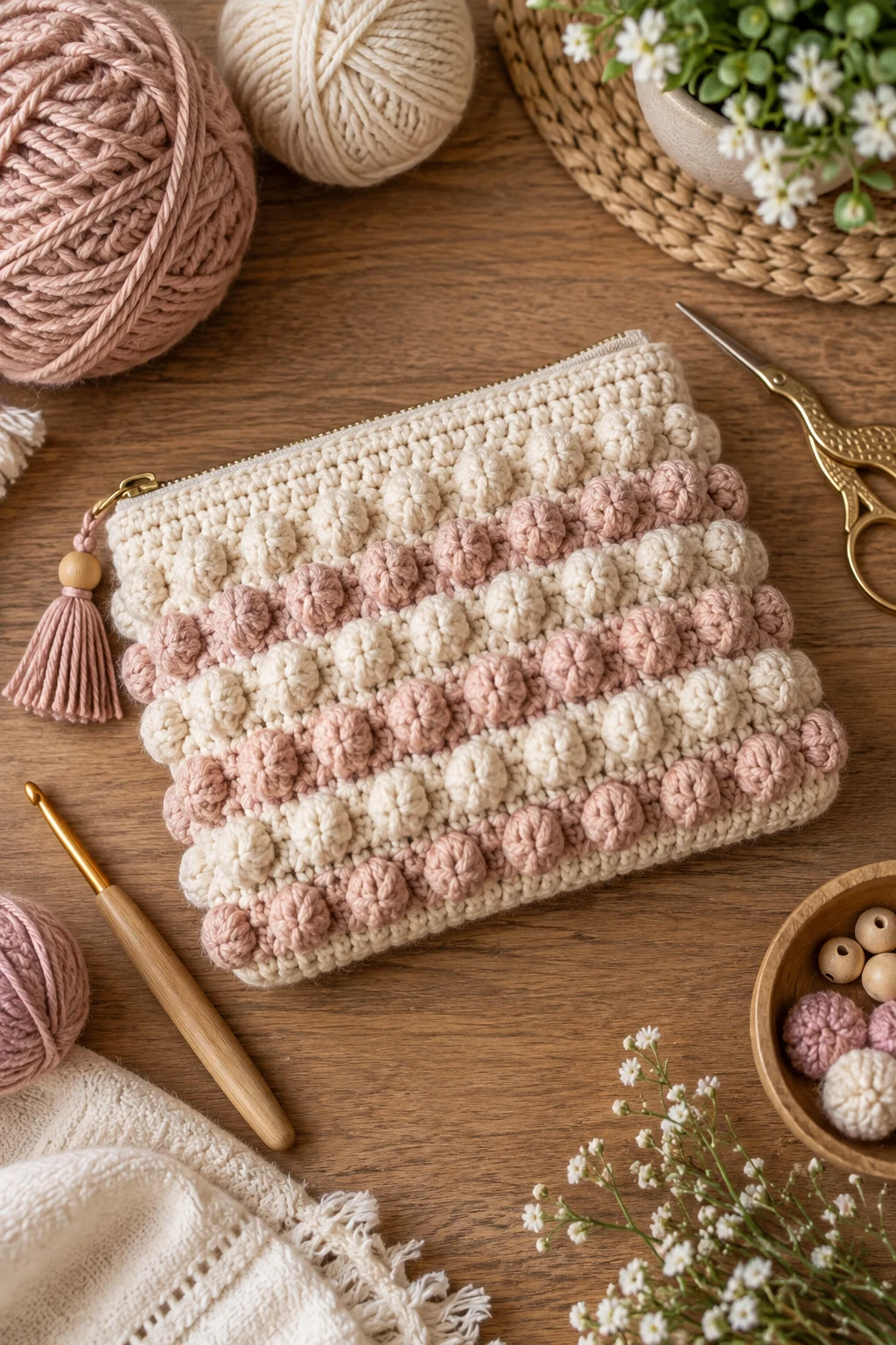 Textured Bobble Pouch — pouch bag crochet style outfit