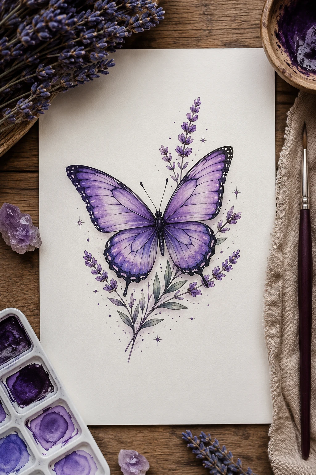 Pretty Butterfly Tattoo With Lavender Wings — pretty butterfly tattoo style outfit