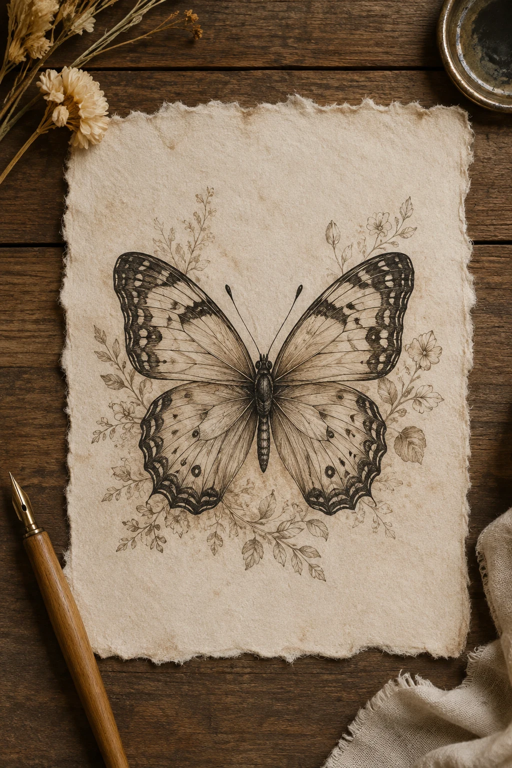 Pretty Butterfly Tattoo With a Vintage Feel — pretty butterfly tattoo style outfit