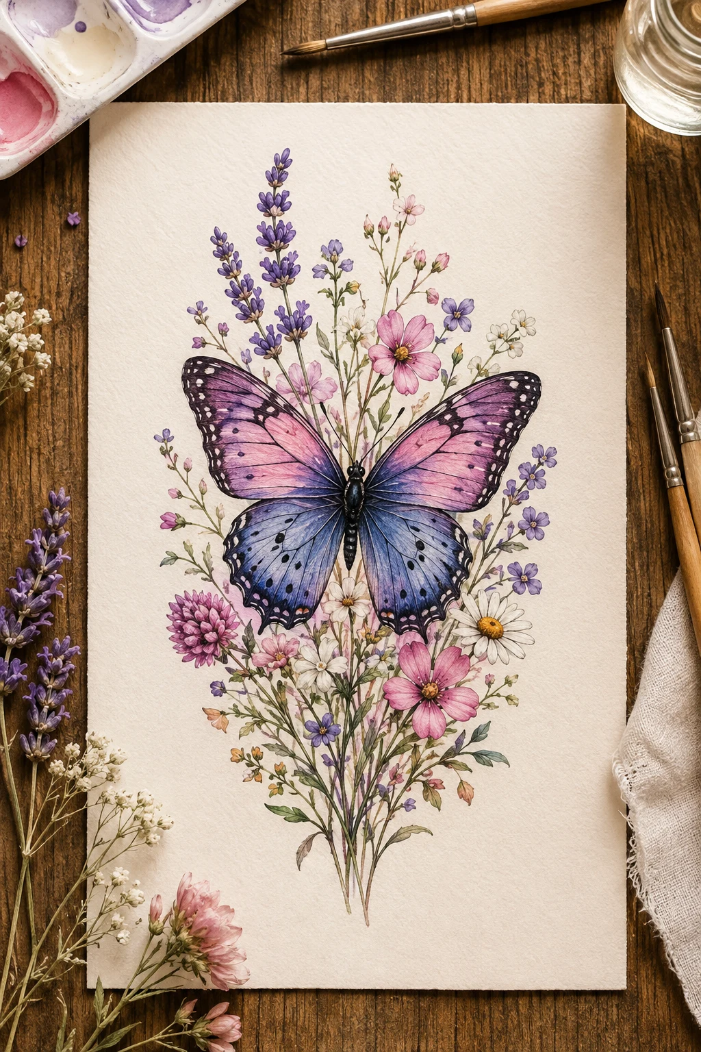 Pretty Butterfly Tattoo With Wildflowers — pretty butterfly tattoo style outfit