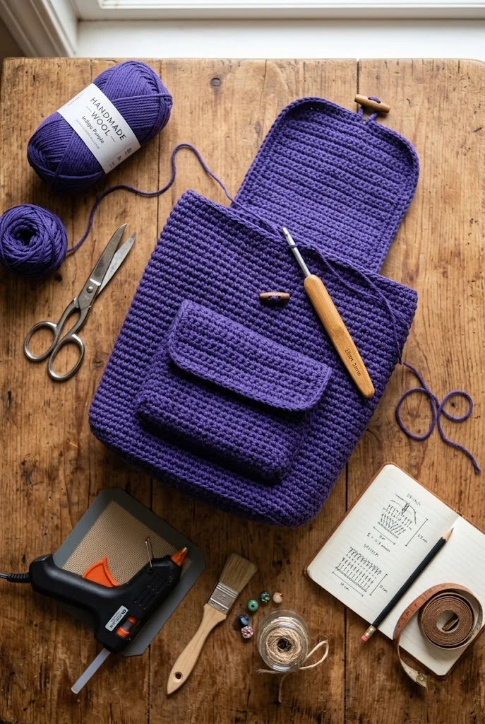 Indigo Purple Crochet Backpack — purple crochet bag style outfit