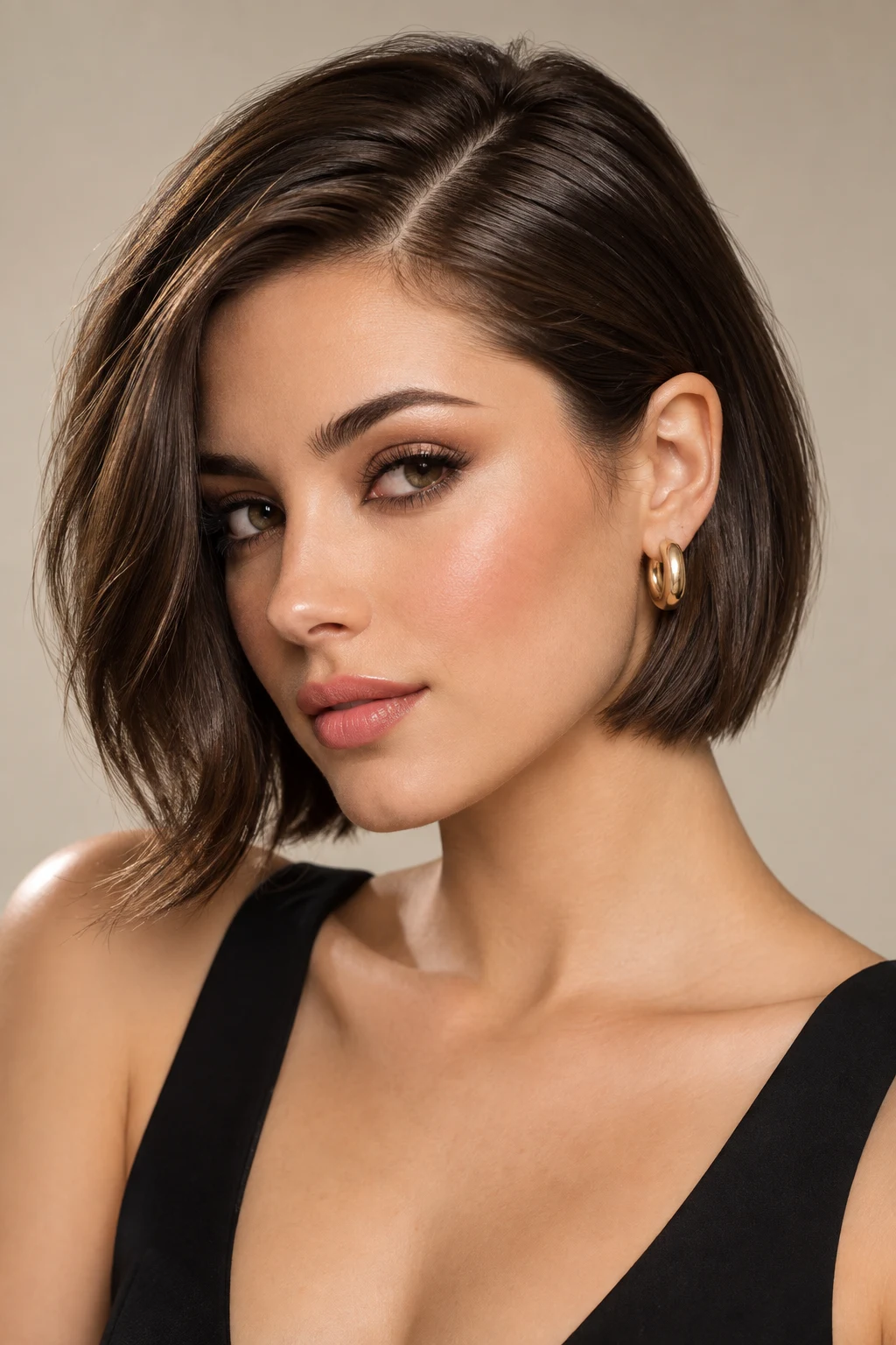 Sleek Side-Part Tuck — quick hairstyles for short hair style outfit