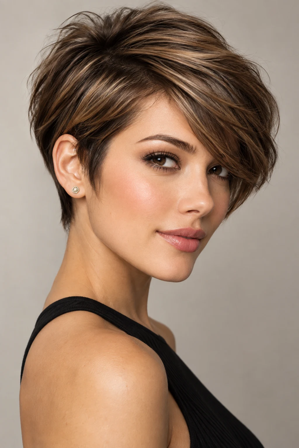 Side-Swept Pixie — quick hairstyles for short hair style outfit