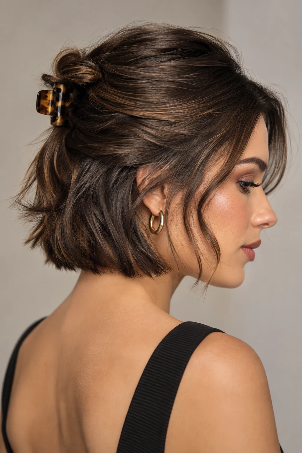 Mini Claw-Clip Twist — quick hairstyles for short hair style outfit