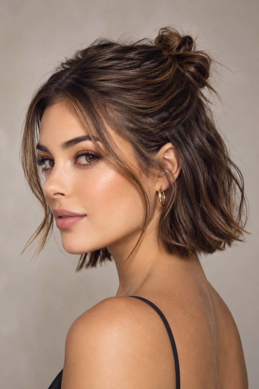 Mini Half-Up Knot — quick hairstyles for short hair style outfit