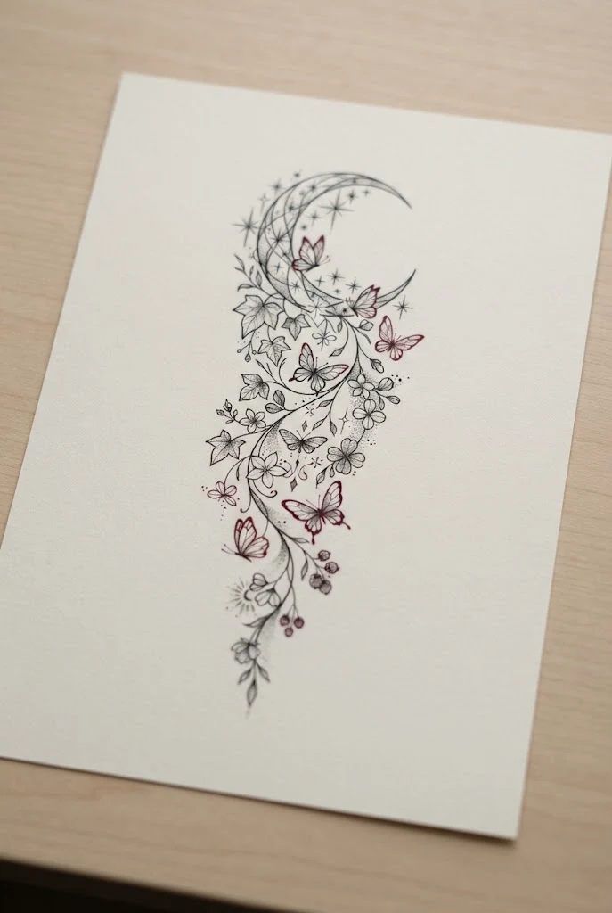 Dainty Hand Tapestry Style — red and black butterfly tattoo style outfit