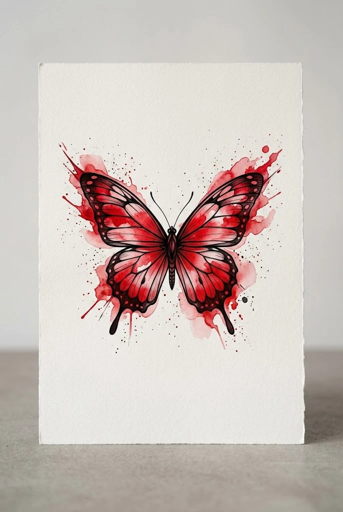 Watercolor Splash Red Butterfly Concept — red butterfly tattoo design style outfit