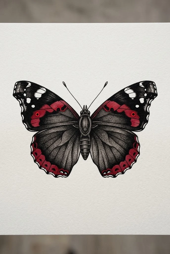Red Admiral Butterfly Tattoo Design — red butterfly tattoo design style outfit