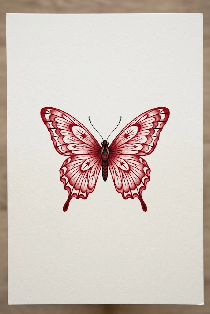 Fine-Line Red Butterfly Hand Tattoo — red butterfly tattoo design style outfit