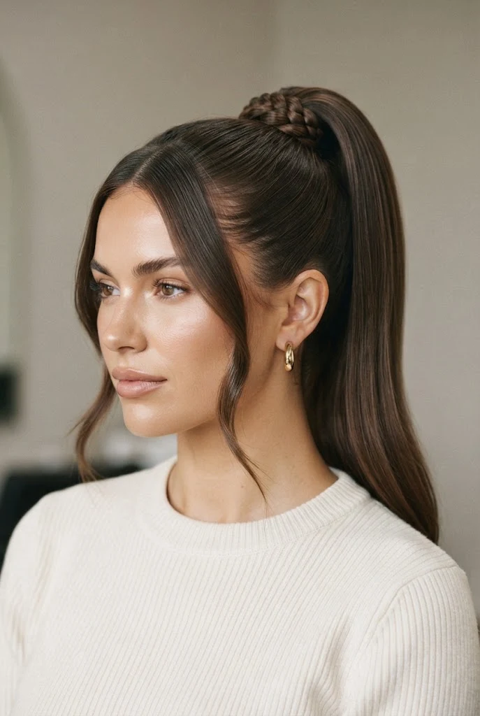 The High Ponytail with Braided Accent — School Hairstyles style outfit