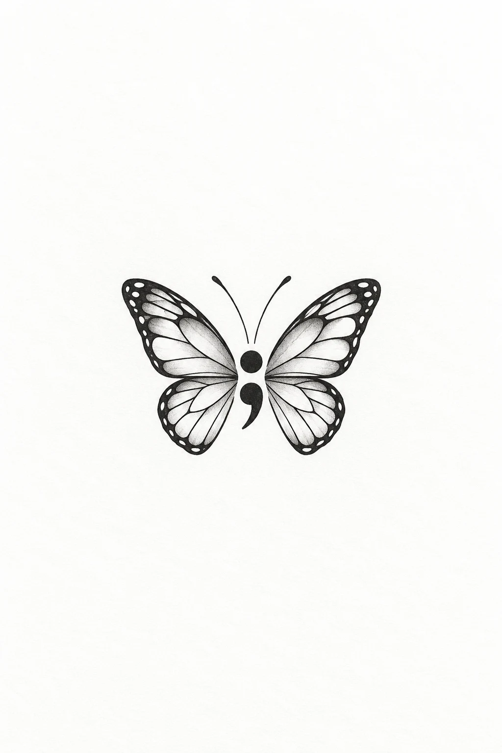 Tiny Black Outline Butterfly — semi colon butterfly tattoo simple style outfit