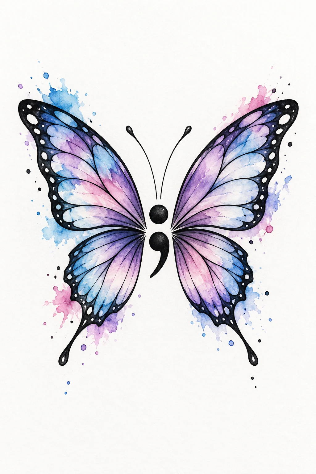 Watercolor-Accent Butterfly — semi colon butterfly tattoo simple style outfit