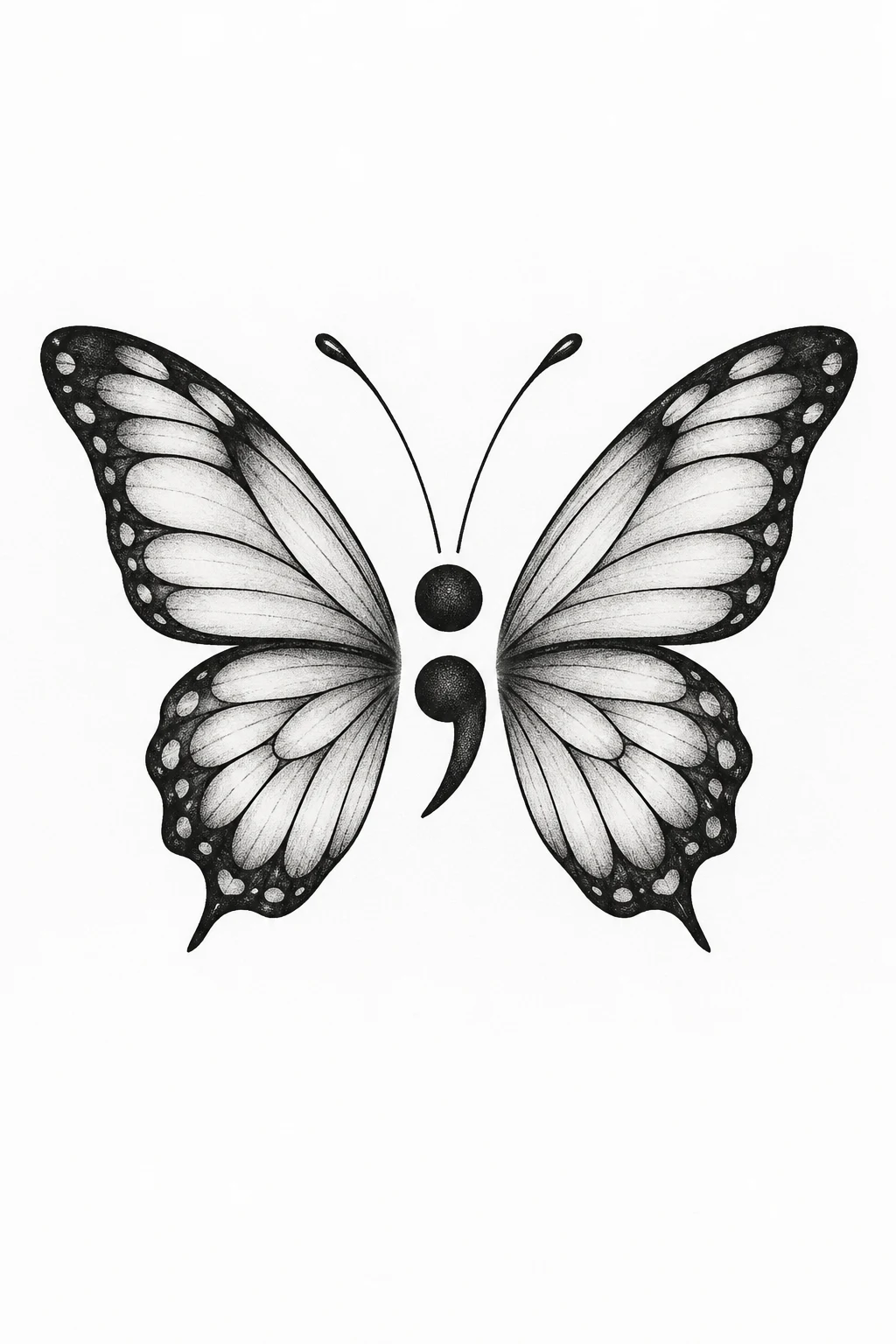 Butterfly With a Semicolon Body — semi colon butterfly tattoo simple style outfit
