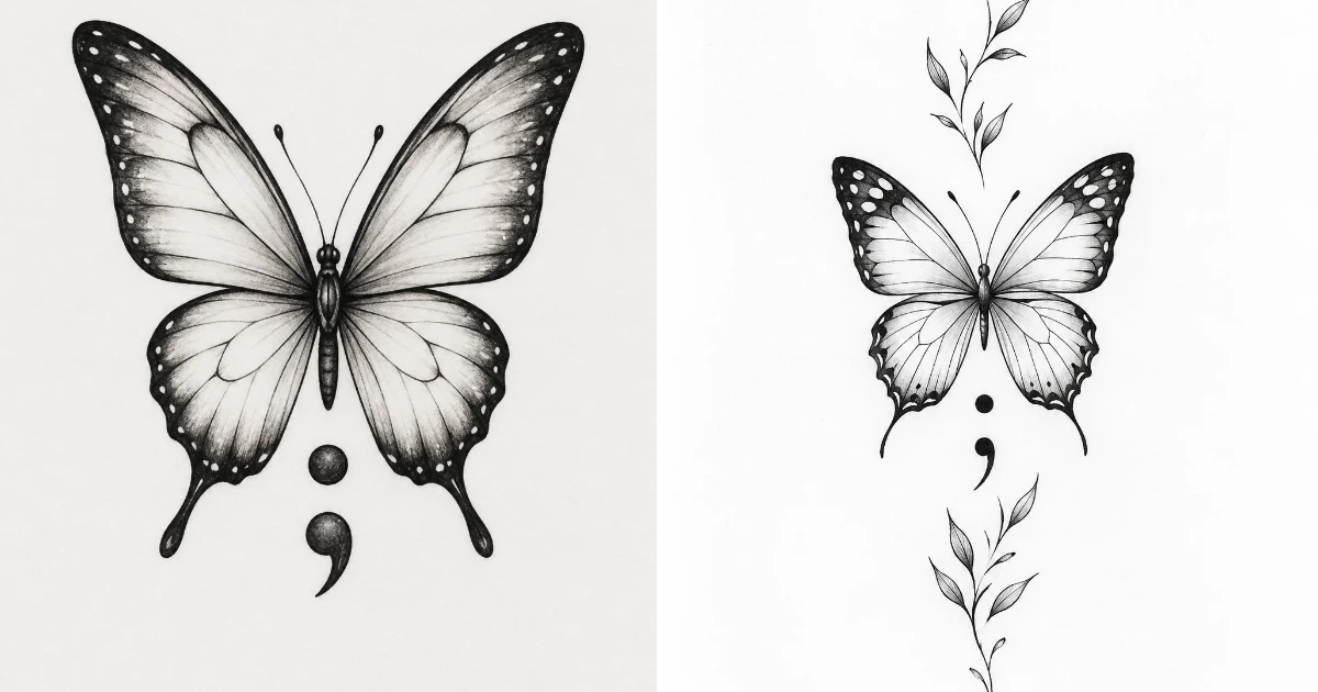 Semi colon butterfly tattoo simple: 15 Perfect Tattoo semi colon butterfly tattoo simple