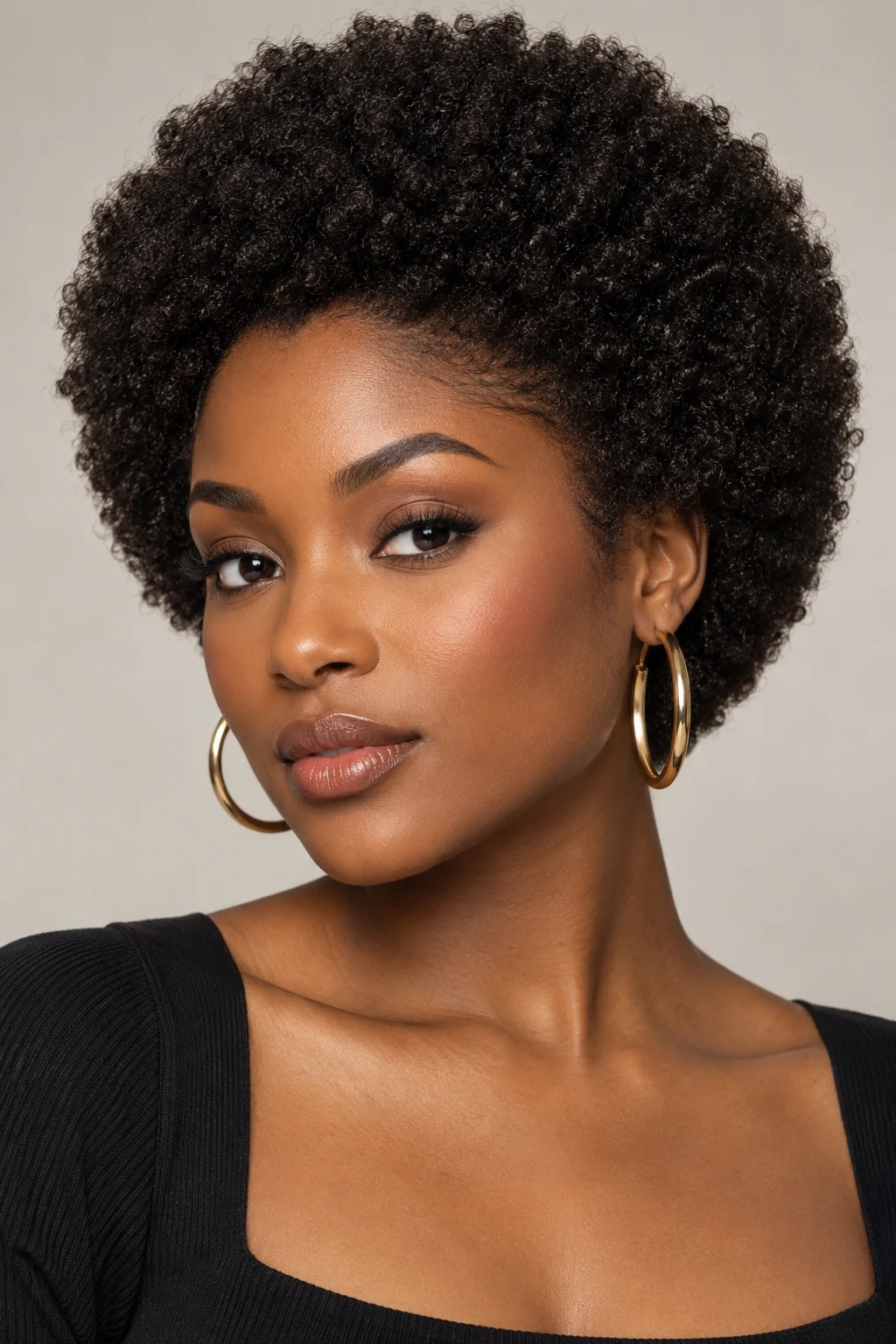 Classic Rounded Mini Afro — short afro hairstyles style outfit