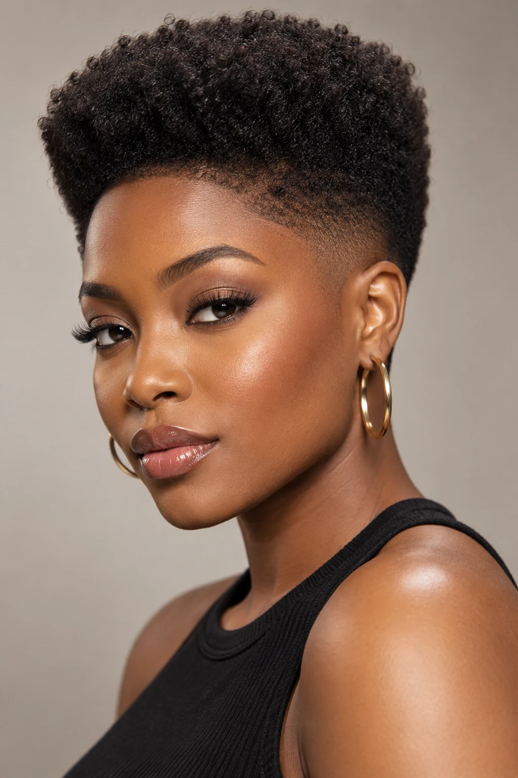High-Top Mini Afro — short afro hairstyles style outfit
