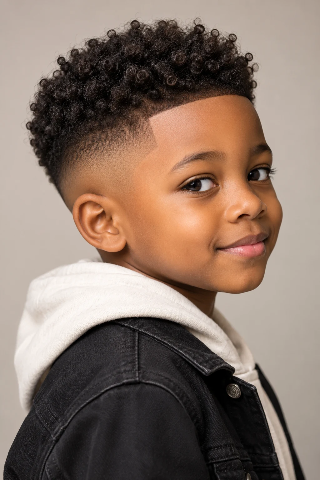 Curly Afro Fade for Kids — short afro hairstyles style outfit