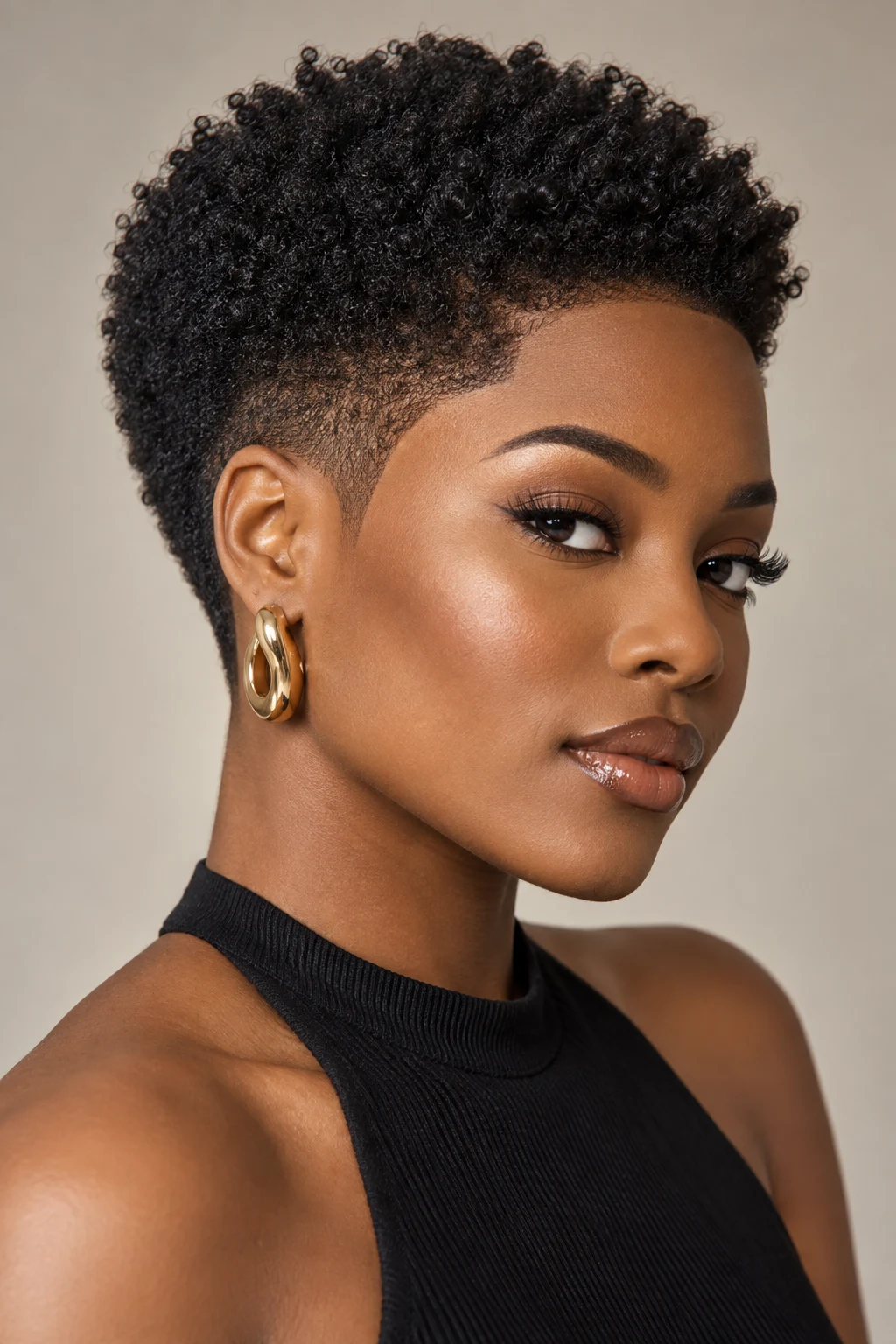 Tapered Afro With Clean Edges — short afro hairstyles style outfit