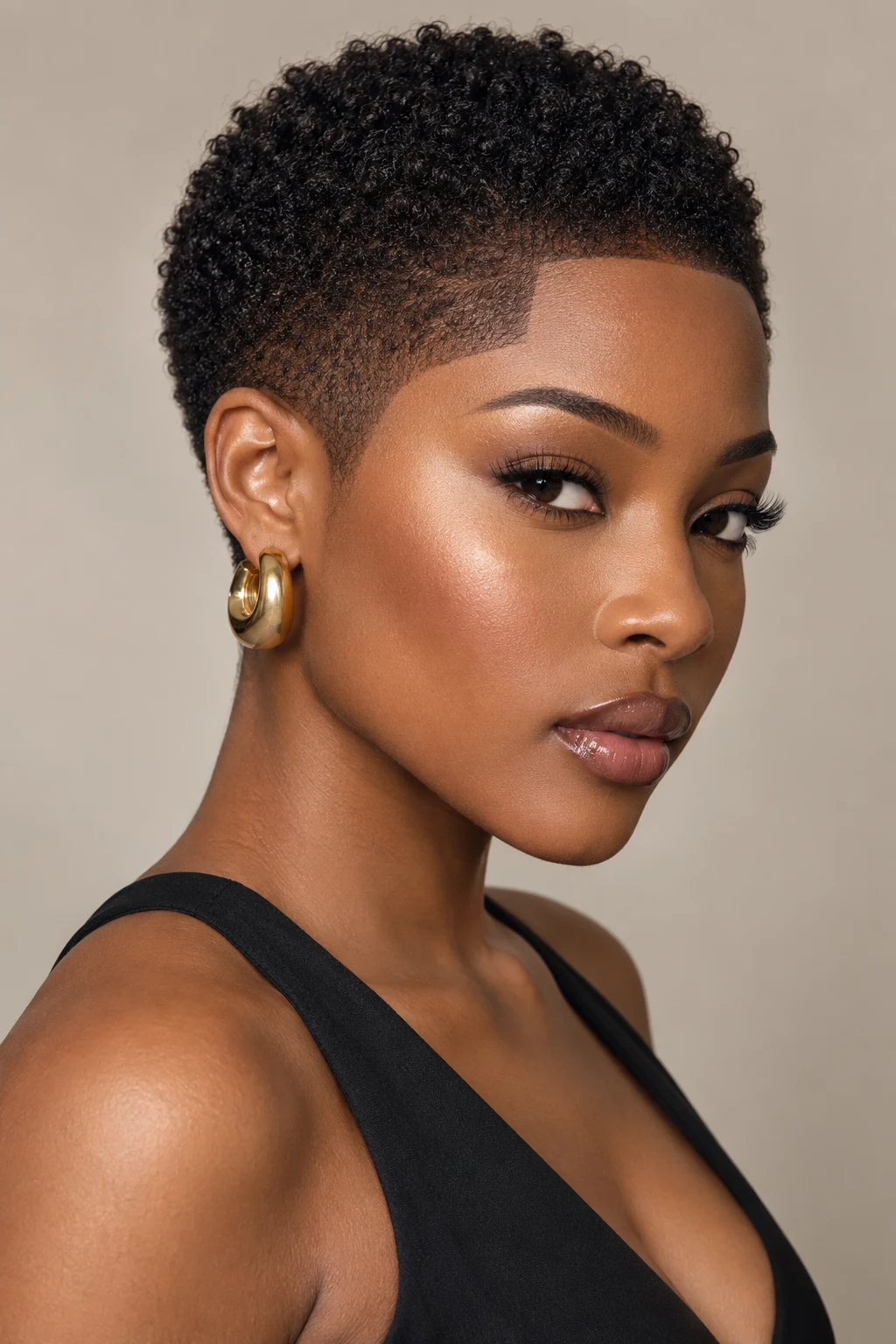 TWA With a Sharp Hairline — short afro hairstyles style outfit