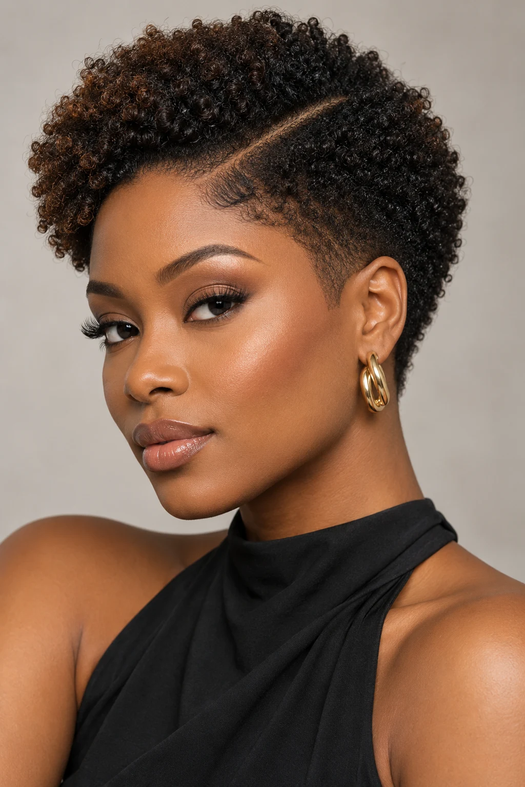 Side-Parted Taper Afro — short afro hairstyles style outfit