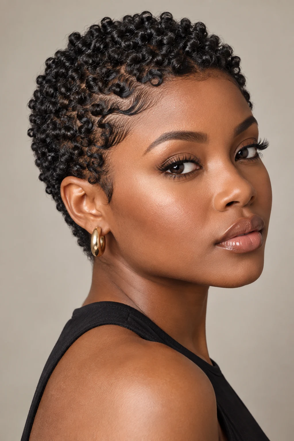 Finger-Coiled TWA — short afro hairstyles style outfit