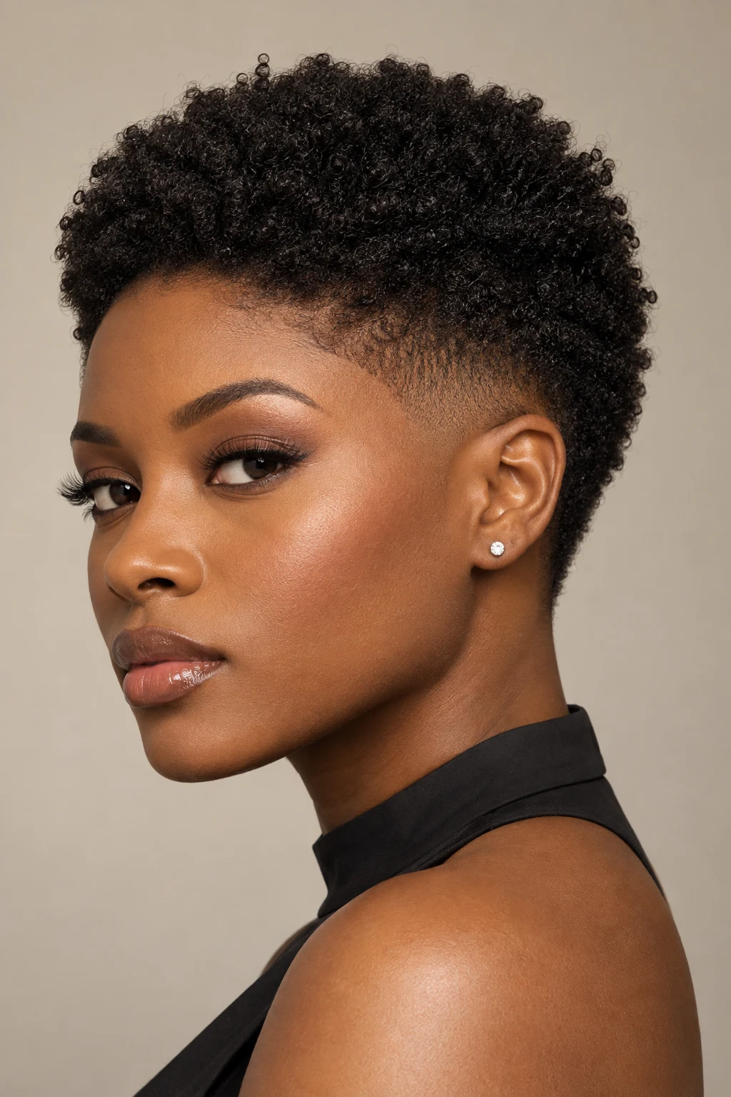 Mini Afro With Temple Fade — short afro hairstyles style outfit