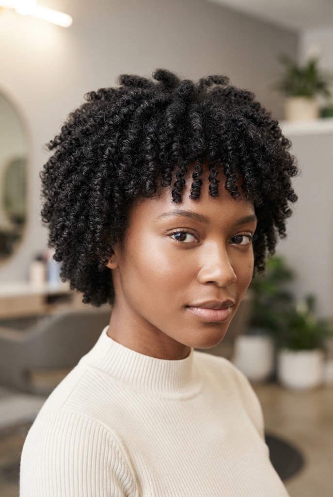 Sponge-Rubbed Sponge Curls — short Afro-textured curly hairstyles style outfit