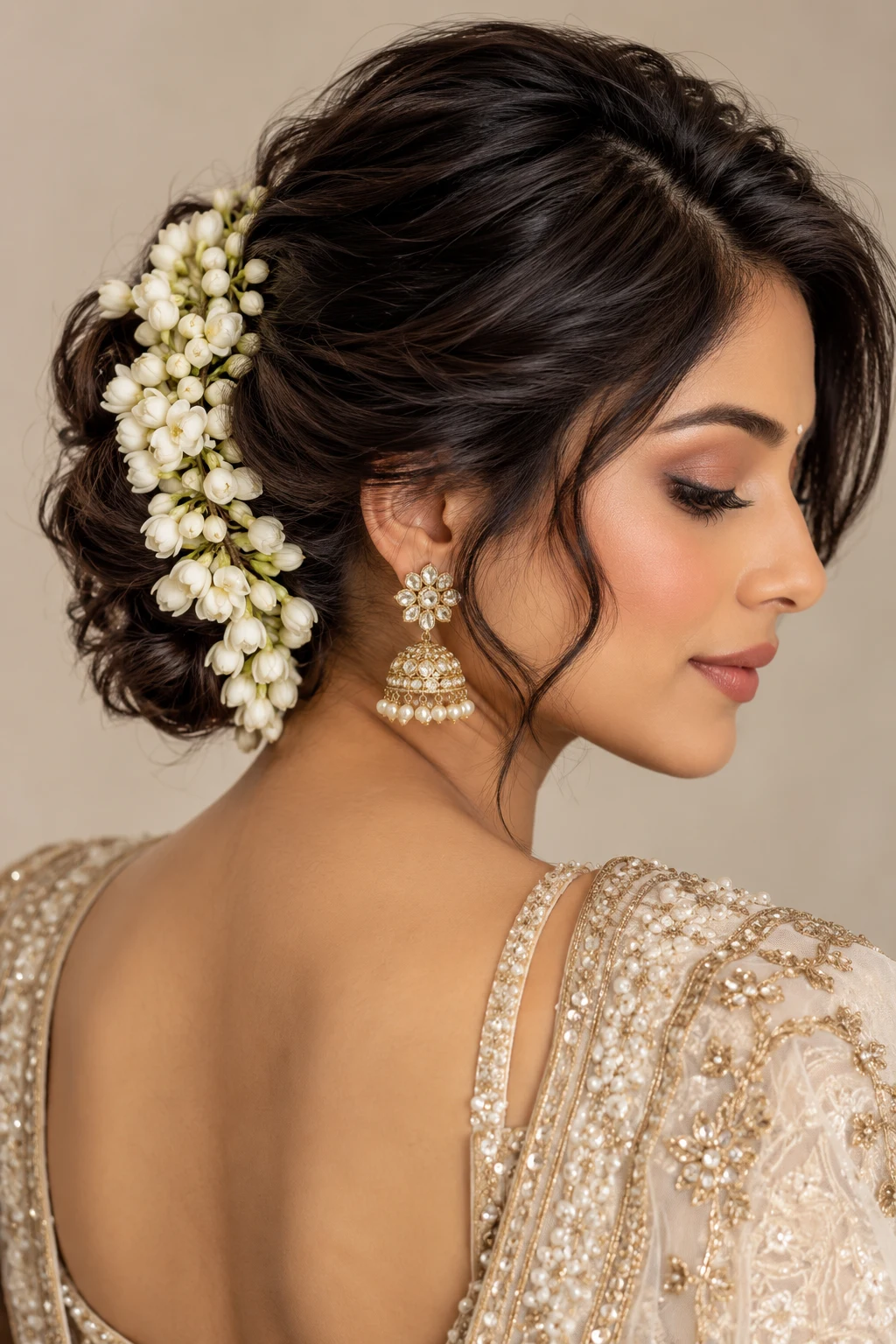 Indian-Inspired Short Bridal Hairstyle With Gajra — short bridal hairstyles style outfit