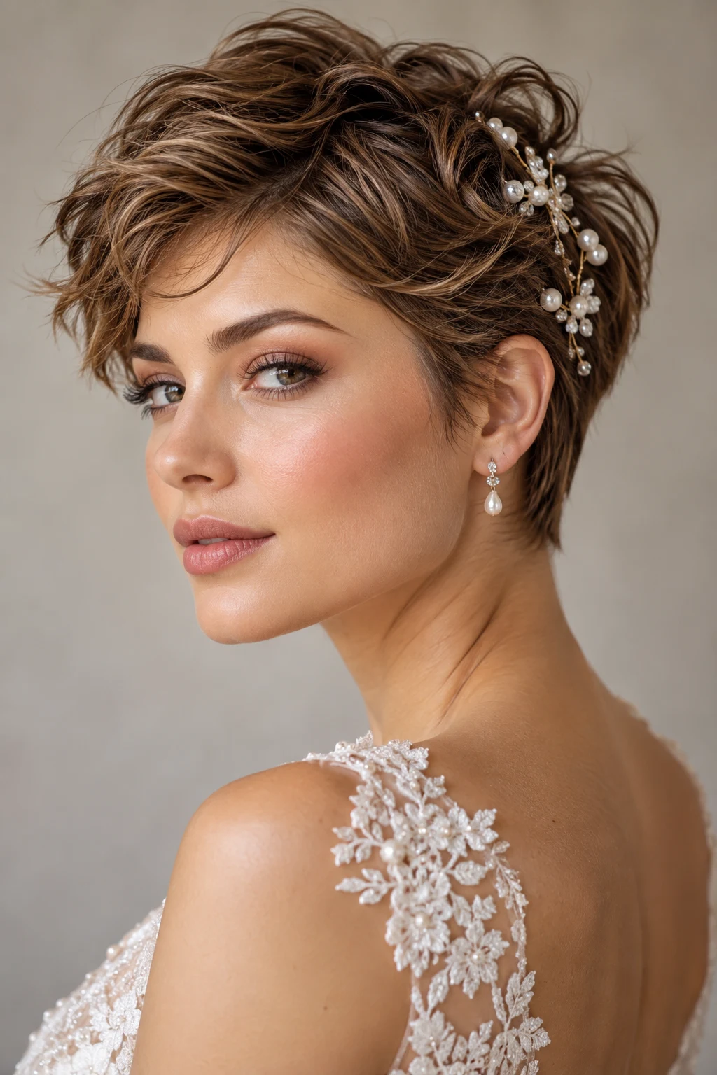 Romantic Textured Pixie — short bridal hairstyles style outfit