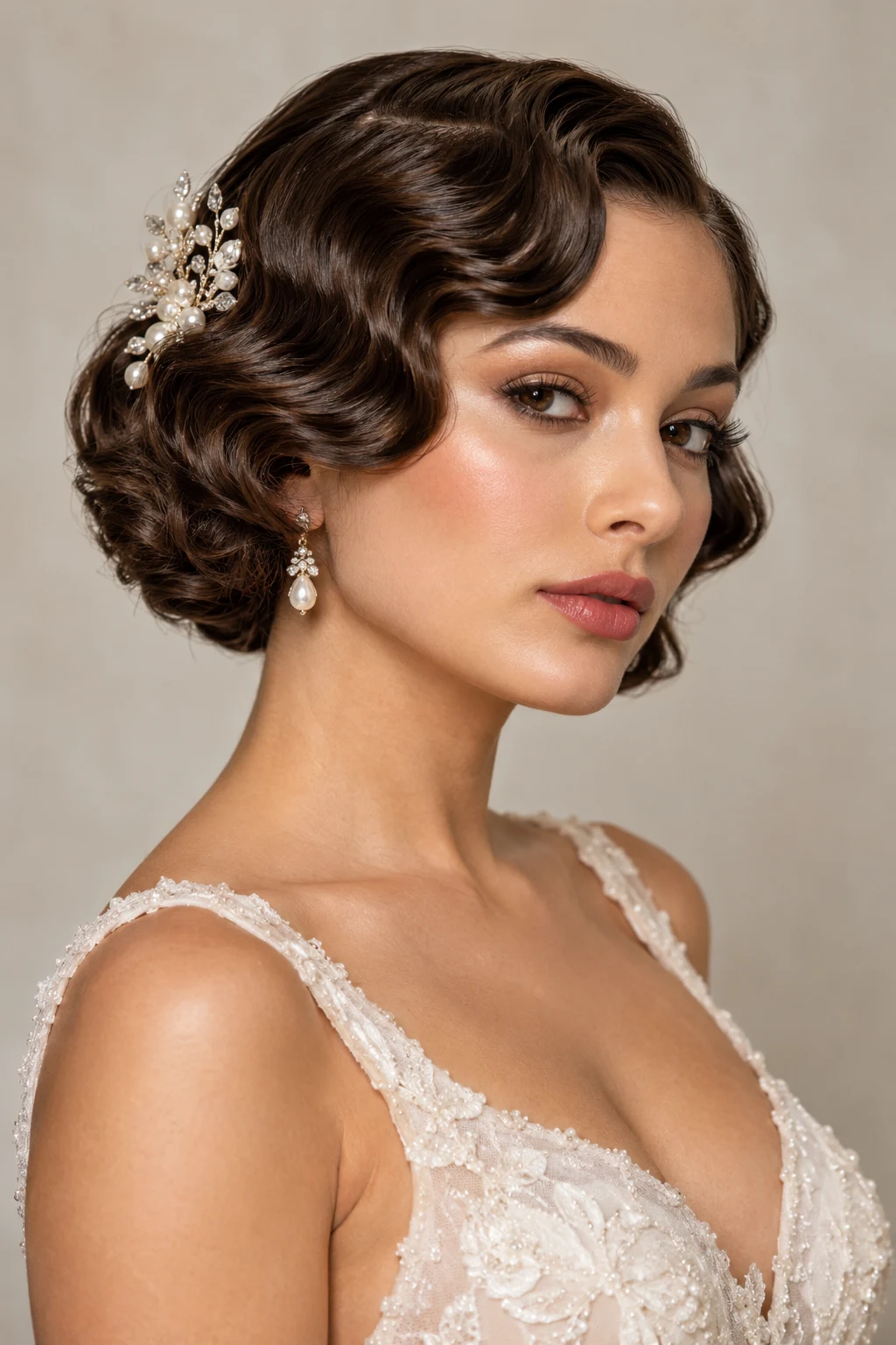 Vintage Finger-Wave Bob — short bridal hairstyles style outfit