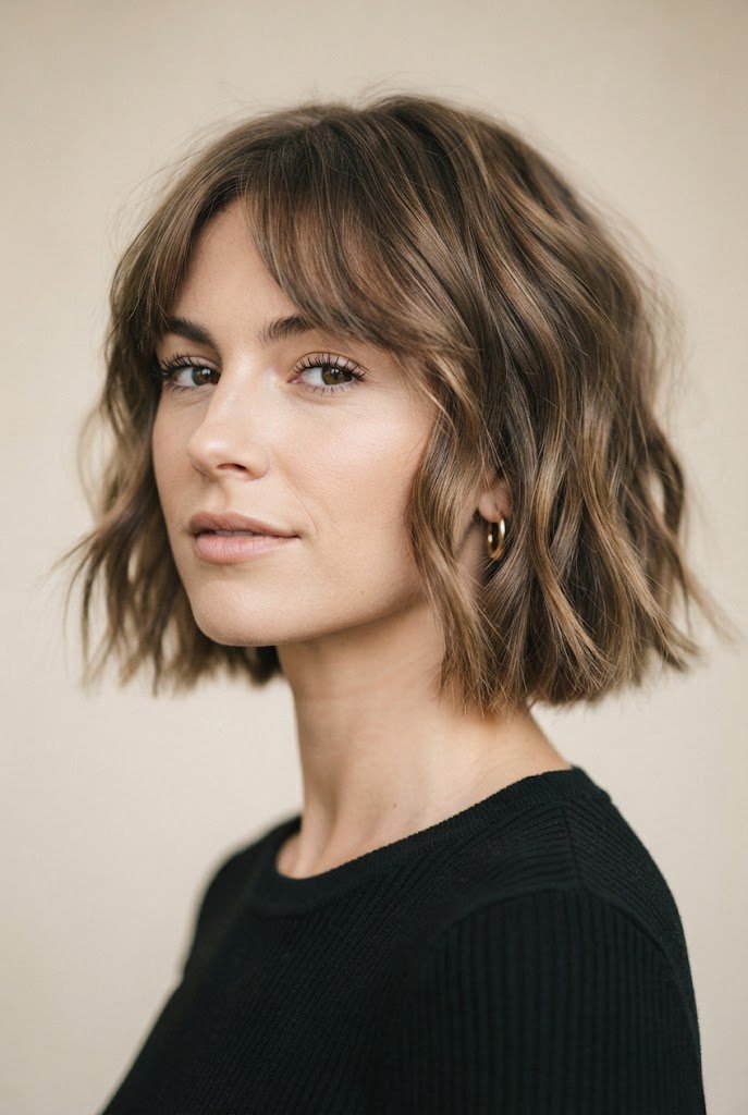 Textured French Bob — short hair inspiration style outfit
