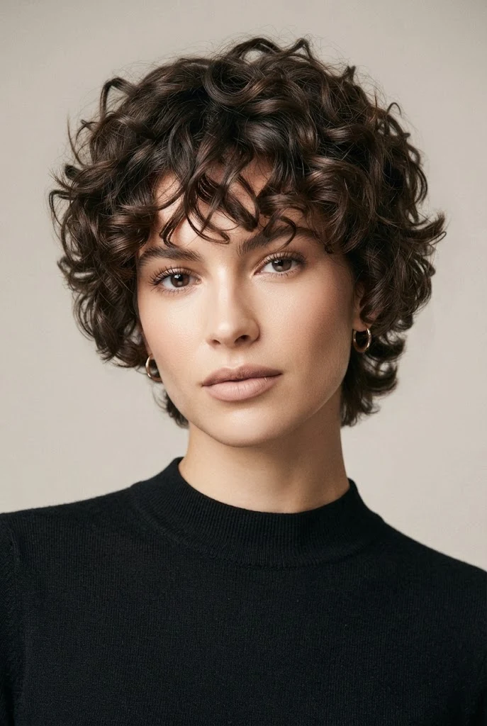 Curly Bixie Cut — short hair inspiration style outfit