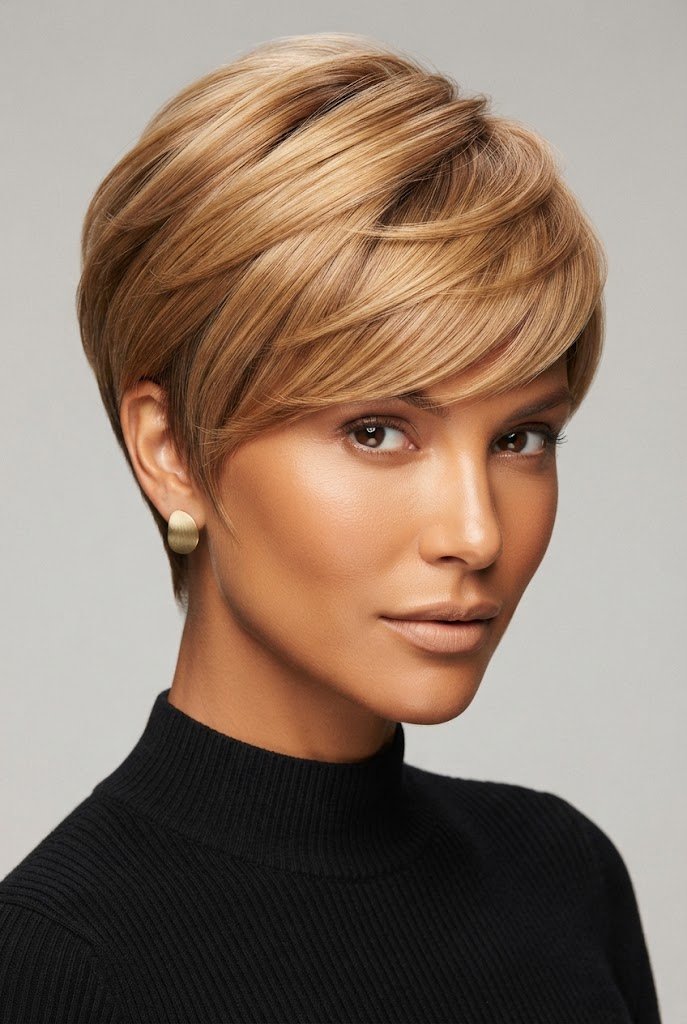 Platinum Cropped Bowl Cut — short hair inspiration style outfit