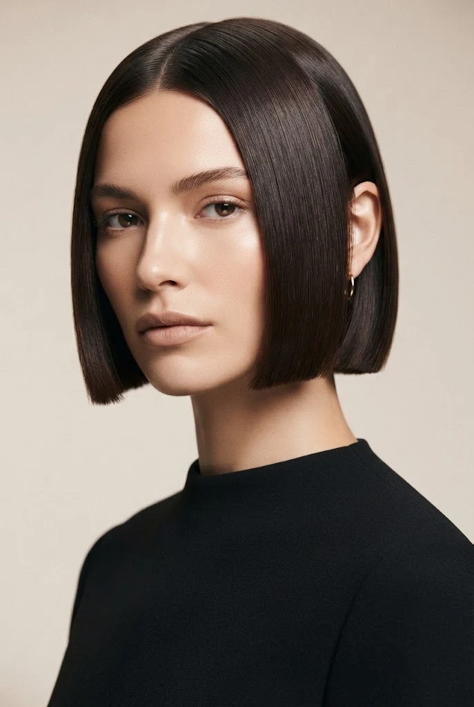 Sleek Micro Bob — short hair inspiration style outfit